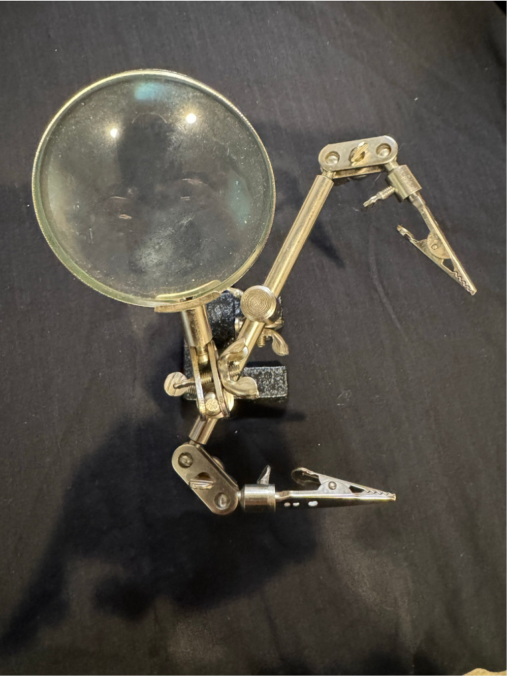 Vintage Unbranded Arts & Crafts Helping Hands Magnifier Tool Silver Black